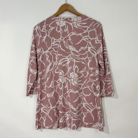 Alfani Women’s Size Medium Pink Floral Print V Neck Loose Fit Tunic Blouse - Picture 9 of 9